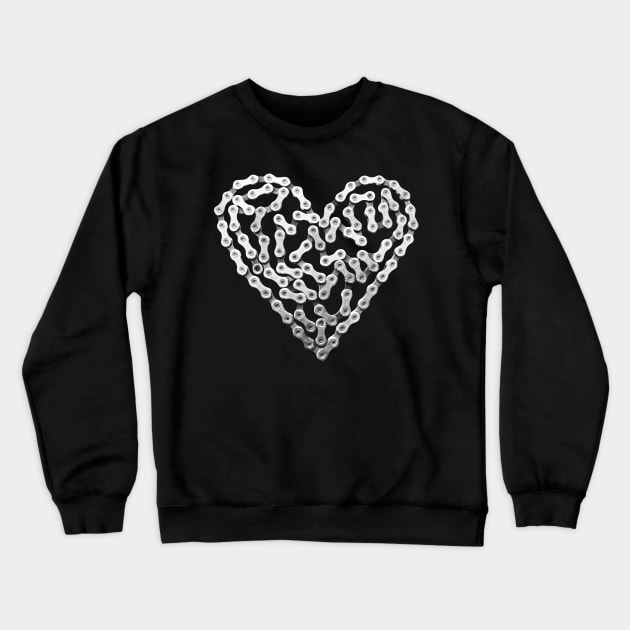 Bike Chain Heart Crewneck Sweatshirt by NeddyBetty